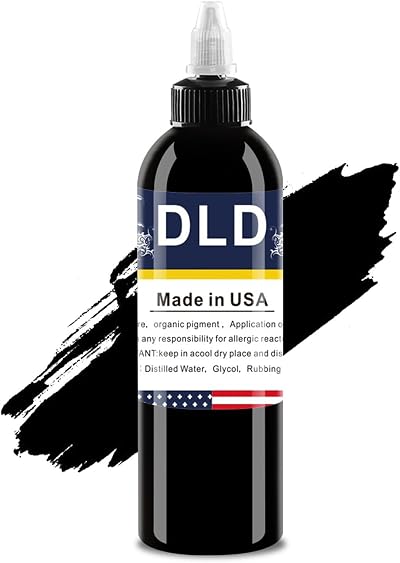 DLD Tattoo Ink 120ml 4oz Permanent Black Pigment Body Paint Color for Artists