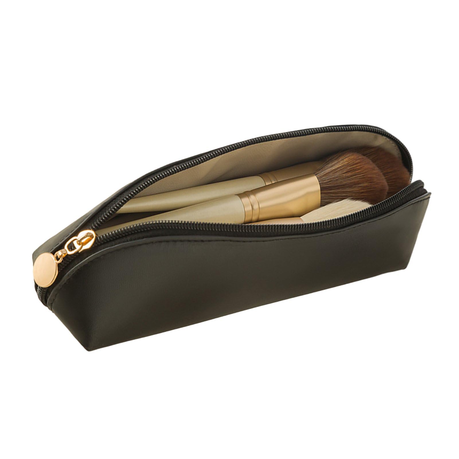 Photo 1 of Tangseajiao 1 Pc Black Small Makeup Brush Pouch, Travel Makeup Brush Holder, Portable Cosmetic Brush Bag with Zipper