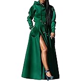 Seltaon Women's Casual 2 Piece Outfits Long Sleeves Hoodies Sweatshirts and High Waist Split Skirt Sweatsuit Lounge Sets