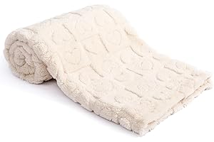 Excervent Baby Blanket 3D Heart Checkered Jacquard, Ultra Soft Newborn Receiving Infant Toddler Crib Stroller Flannel Fleece Throw Blanket, Cute Lovely Gift for Girls Boys, 30x40 Inches, Ivory