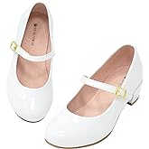 Girls Dress Shoes-Mary Jane Shoes for Girls Low Heel Princess Hook and Loop Dress Shoes Party Wedding Flats for Little/Big Kids