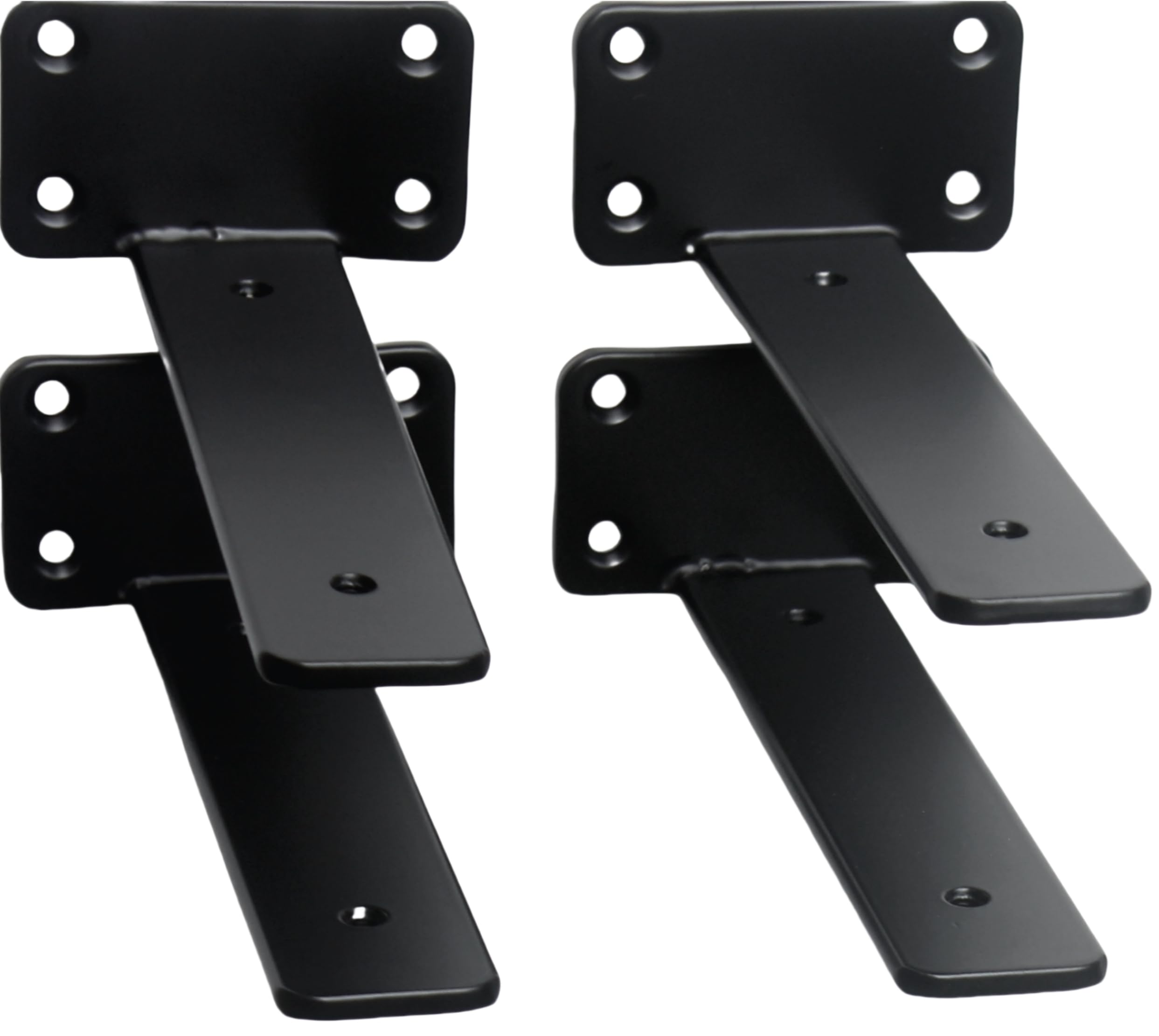 Photo 1 of 4 Pack - 7 inch Black Hidden L Shelf Bracket (1/5 Inch Thicked) Iron Floating Shelf Brackets Rustic Industrial Metal Brackets for Shelf Support