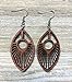 Wood Peacock Feather Earrings from Solid Mahogany Stained Maple