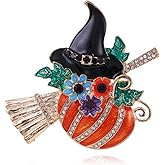 Pumpkin Brooch Pin for Women Halloween Fashion Enamel Crystal Leaf Pumpkin Brooches Dress Accessories Halloween Party Jewelry