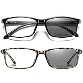 mincl/ Womens Square Leopard Black Transition Photochromic Bifocal Reading Glasses Sun Readers UV400