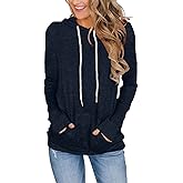 FEEKEKE Women's Long Sleeve Hoodies Tops Lightweight Hooded Sweatshirts Pullover Casual Tunic Shirts with Pocket