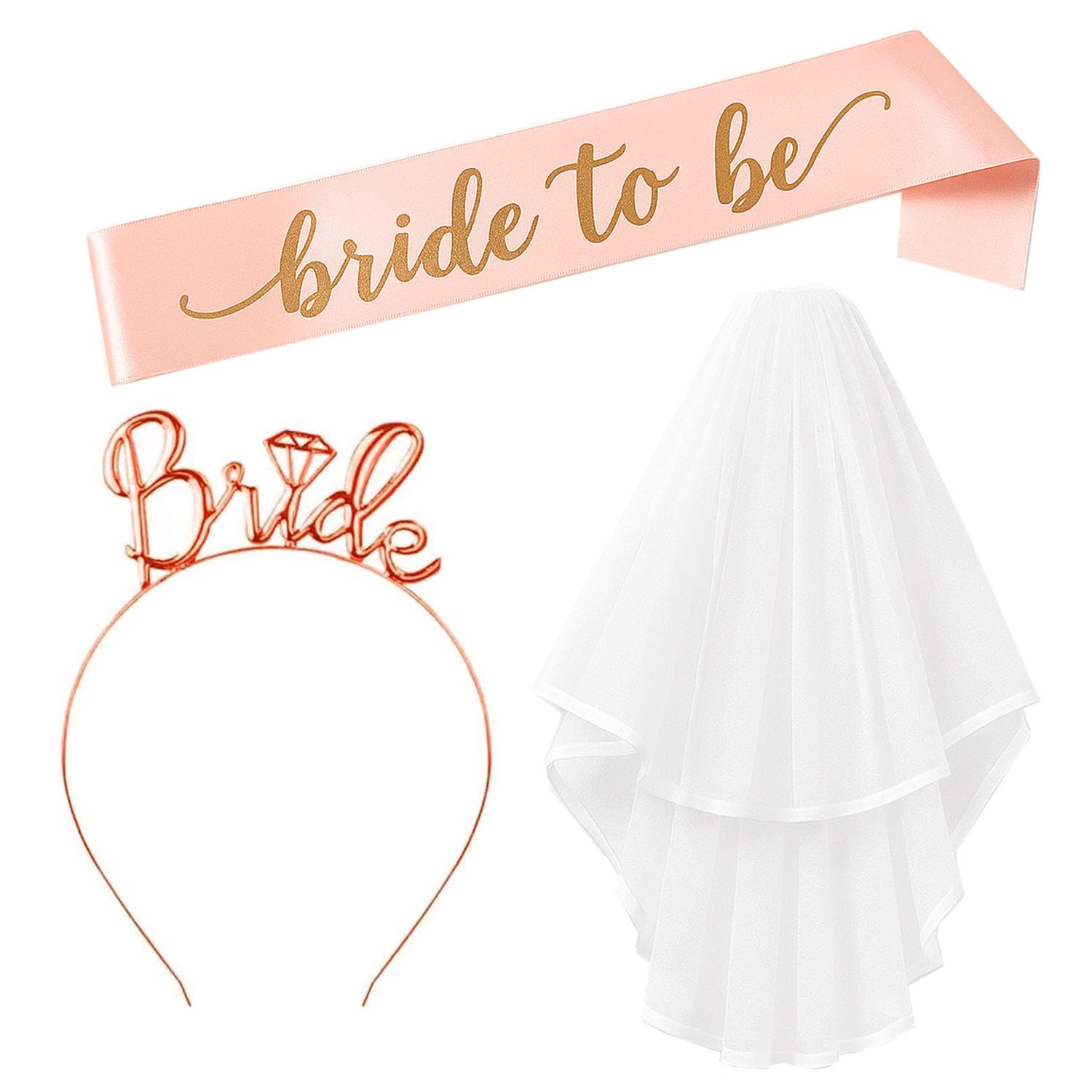 Bride to Be Sash Veil Tiara, Hen Party Women Accessories Jga Decoration Veil Bride Bachelorette Party