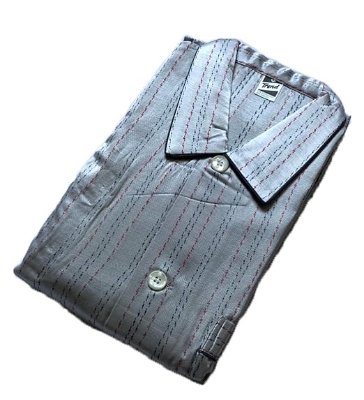 Trend by Normann Satin Herren Pyjama lang, durchgeknöpft mit Minimalprint in Übergröße - 9197