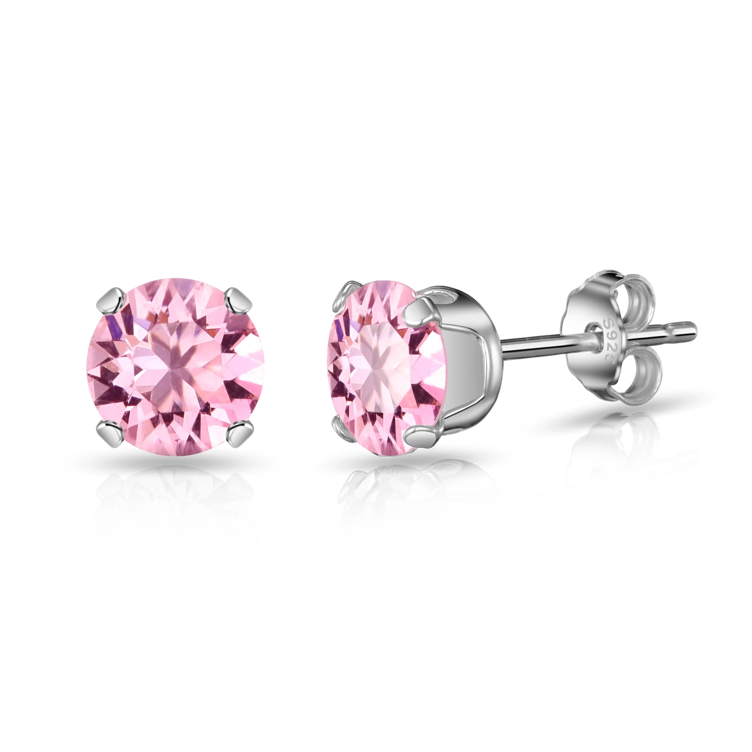 Philip Jones Sterling Silver Light Pink Earrings Created with Zircondia® Crystals