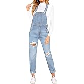 Vetinee Womens Classic Adjustable Straps Pockets Denim Bib Overalls Jeans Pants
