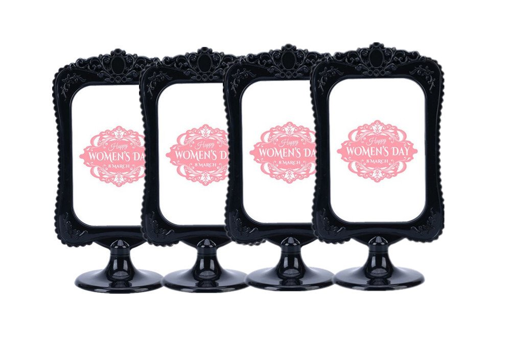 leoyoubei photo frames menu box double display 2 photos 4x6 ", specimen framework,price tag , culture card ,ornaments exhibition, 4 PACK (black)