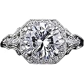 Aimys Vintage 2.6CT White Topaz 925 Silver Cubic Zirconia CZ Bridal & Engagement Ring Sizes 5 to 10 (7)