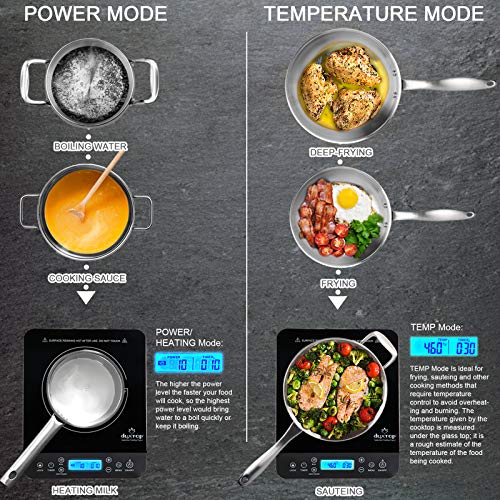 Duxtop Portable Induction Cooktop, Countertop Burner Induction Hot Plate with LCD Sensor Touch 1800 Watts, Black 9610LS BT-200DZ