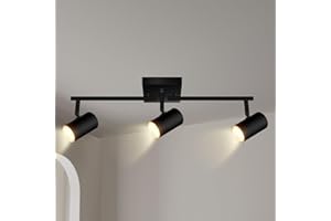 AUQUEE 3 Light Track Lighting Fixtures Ceiling, Black LED Track Lighting Kit, Modern Kitchen Track Lights with Rotatable Light Heads, Ceiling Spot Lighting for Living Room/Hallway/Bar, No GU10 Bulb