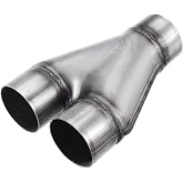 Upower Exhaust Y Pipe 3" Inlet 2.5" Outlet Weld-On Dual Exhaust Pipe 10" Long Stainless Steel Tip