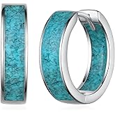 Hoop Earrings for Men 925 Sterling Sliver Turquoise Hoop Earrings Turquoise Jewelry Gifts for Men