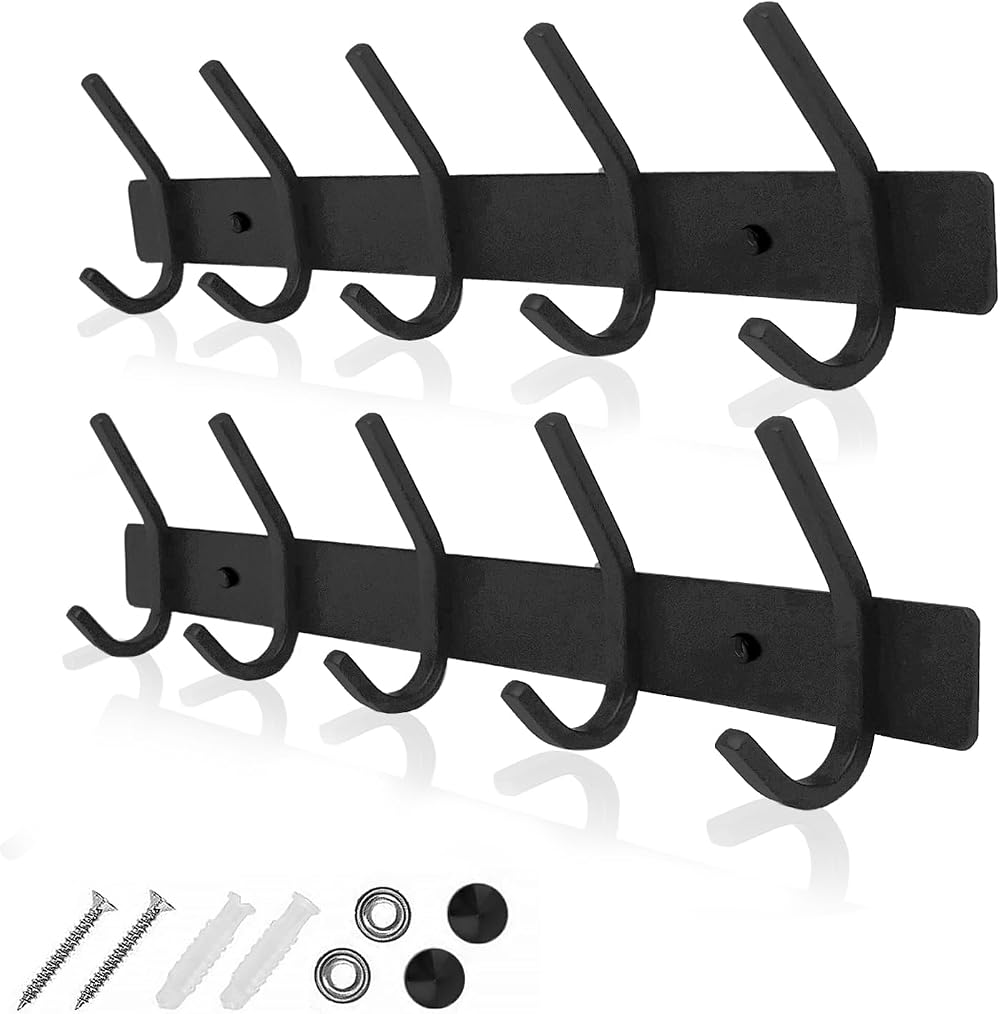 GlazieVault Wall Coat Racks 2 Pack Stainless Steel Hooks Heavy Duty