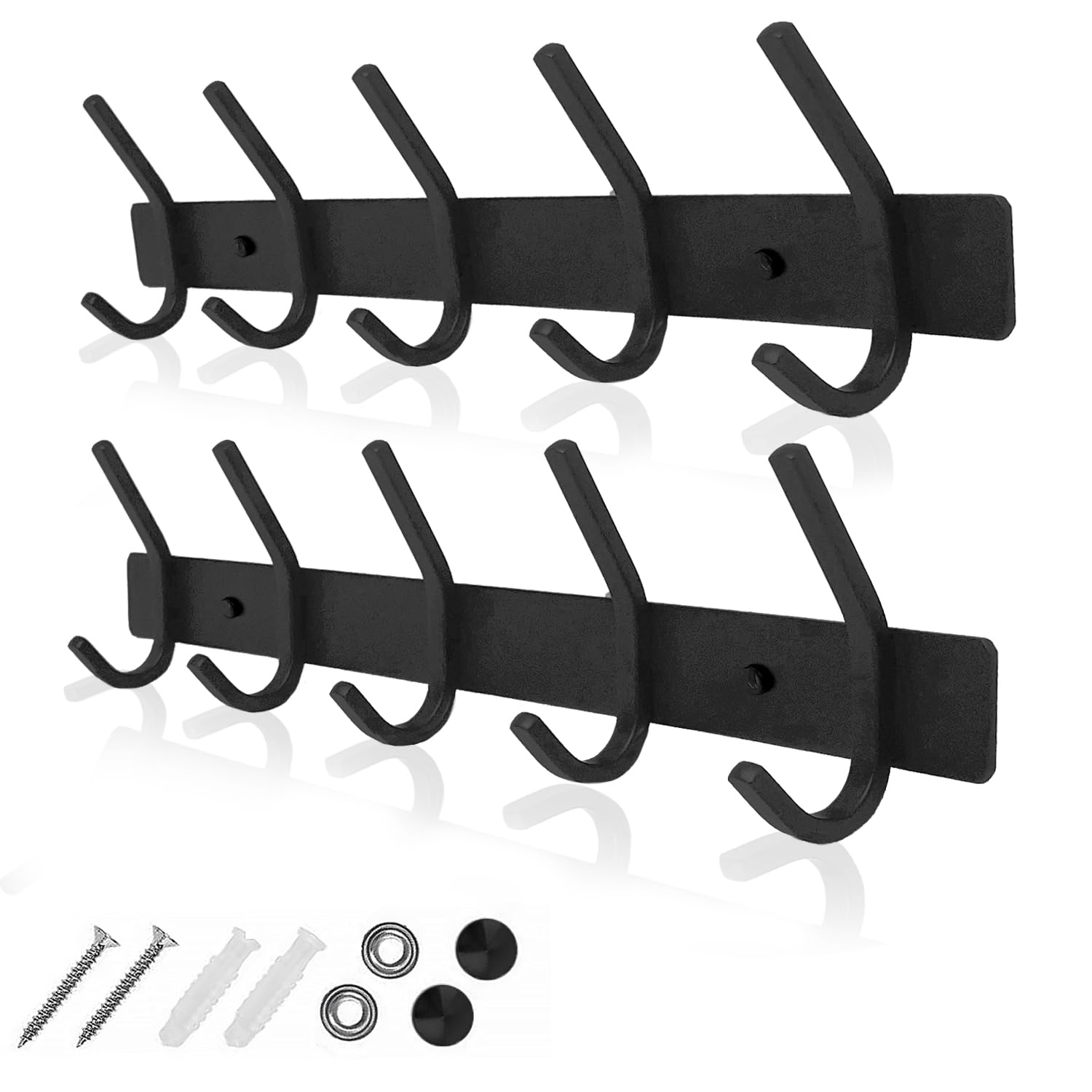 GlazieVault Coat Hooks Stainless Steel - Coat Racks for Wall - (2 Pack) - Heavy Duty Coat Hooks Mounted - Black Hanger Clothes Hooks and Wall Hooks