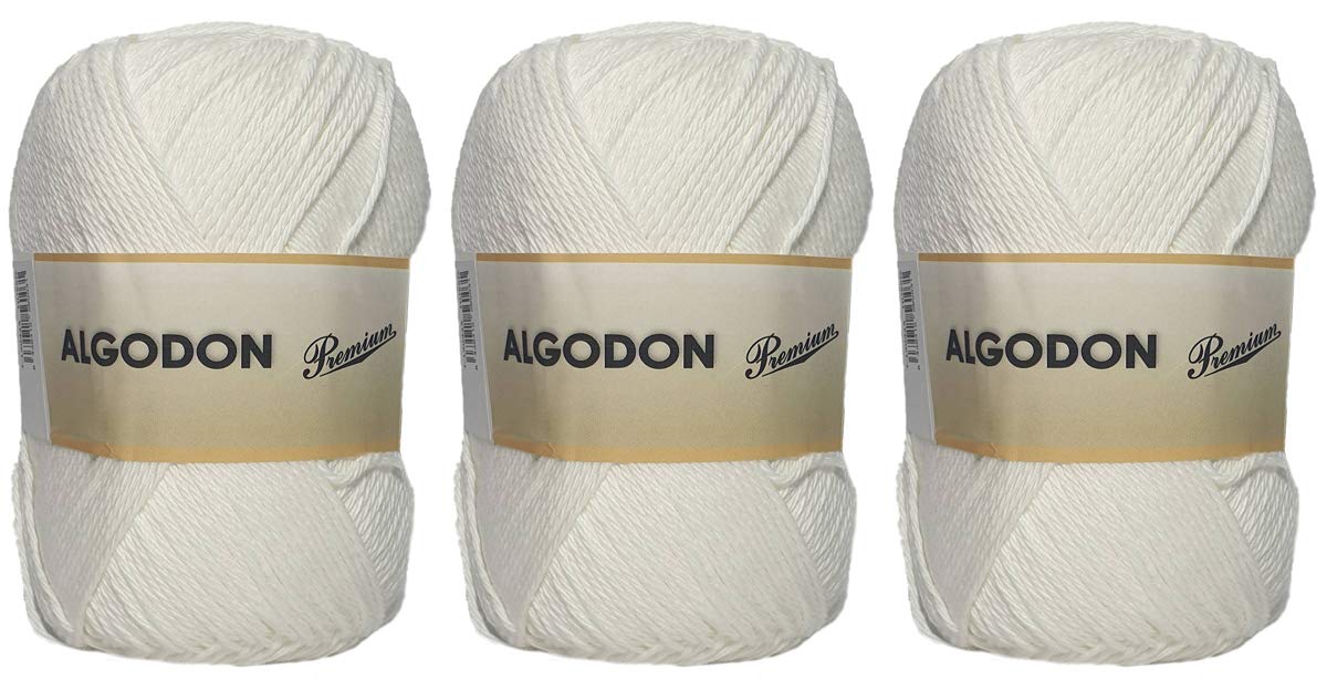 100% Cotton Premium Cotton Yarn Perfect for DIY and Hand Knitting (100g Off-White Color, Approx 220 Metres 3 Pack)
