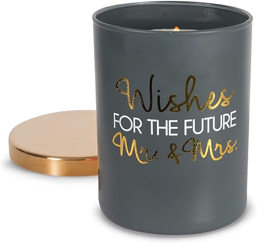 Amazon Com Pavilion Gift Company Wishes For The Future Mr Mrs 7 Oz Lead Free Wick In Glass Jar 7oz 100 Soy Wax Candle Scent Citron De Vigne Grey Home Kitchen
