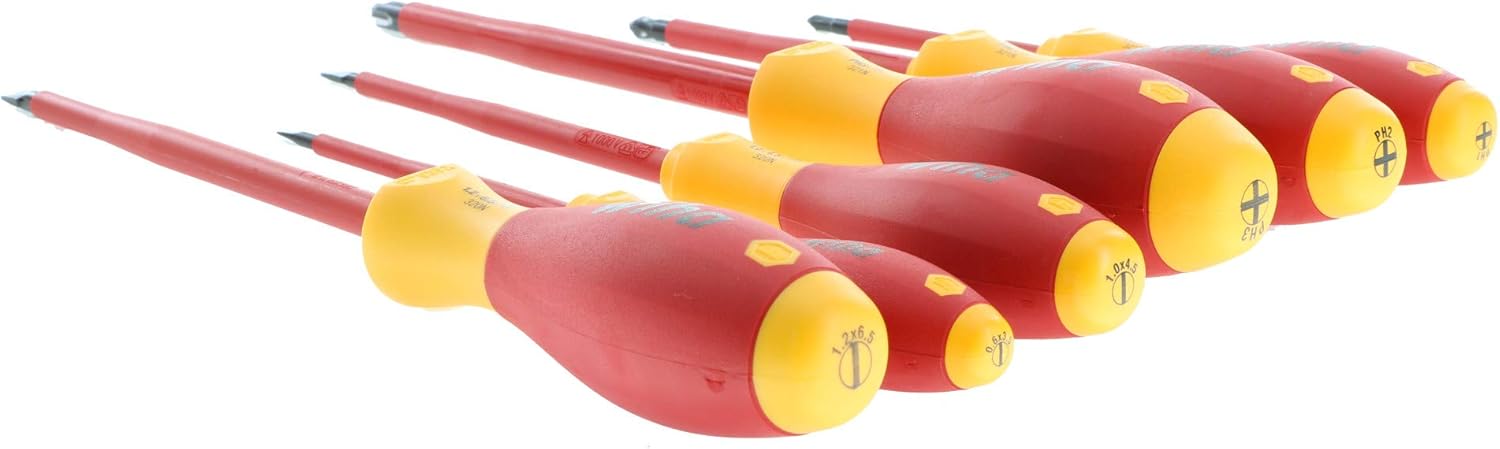 Wiha 32092 Slotted And Phillips Insulated Screwdriver Set, 1000 Volt, 6 Piece: Industrial & Scientific