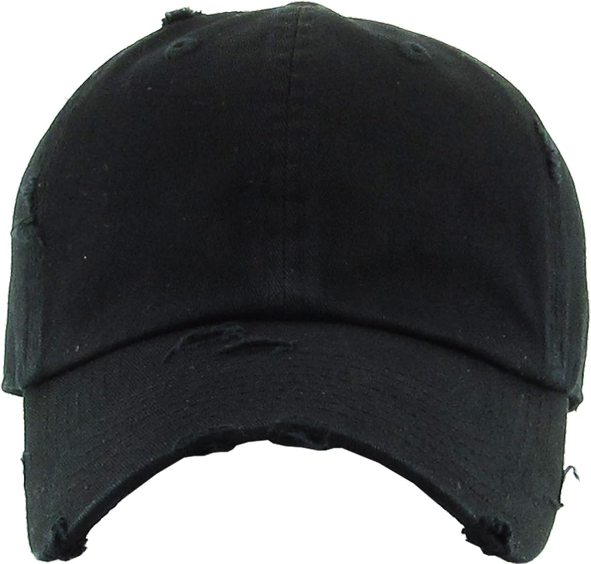 KBETHOS Vintage Washed Distressed Cotton Dad Hat Baseball Cap Adjustable Polo Trucker Unisex Style Headwear (Vintage) Black Adjustable: Clothing
