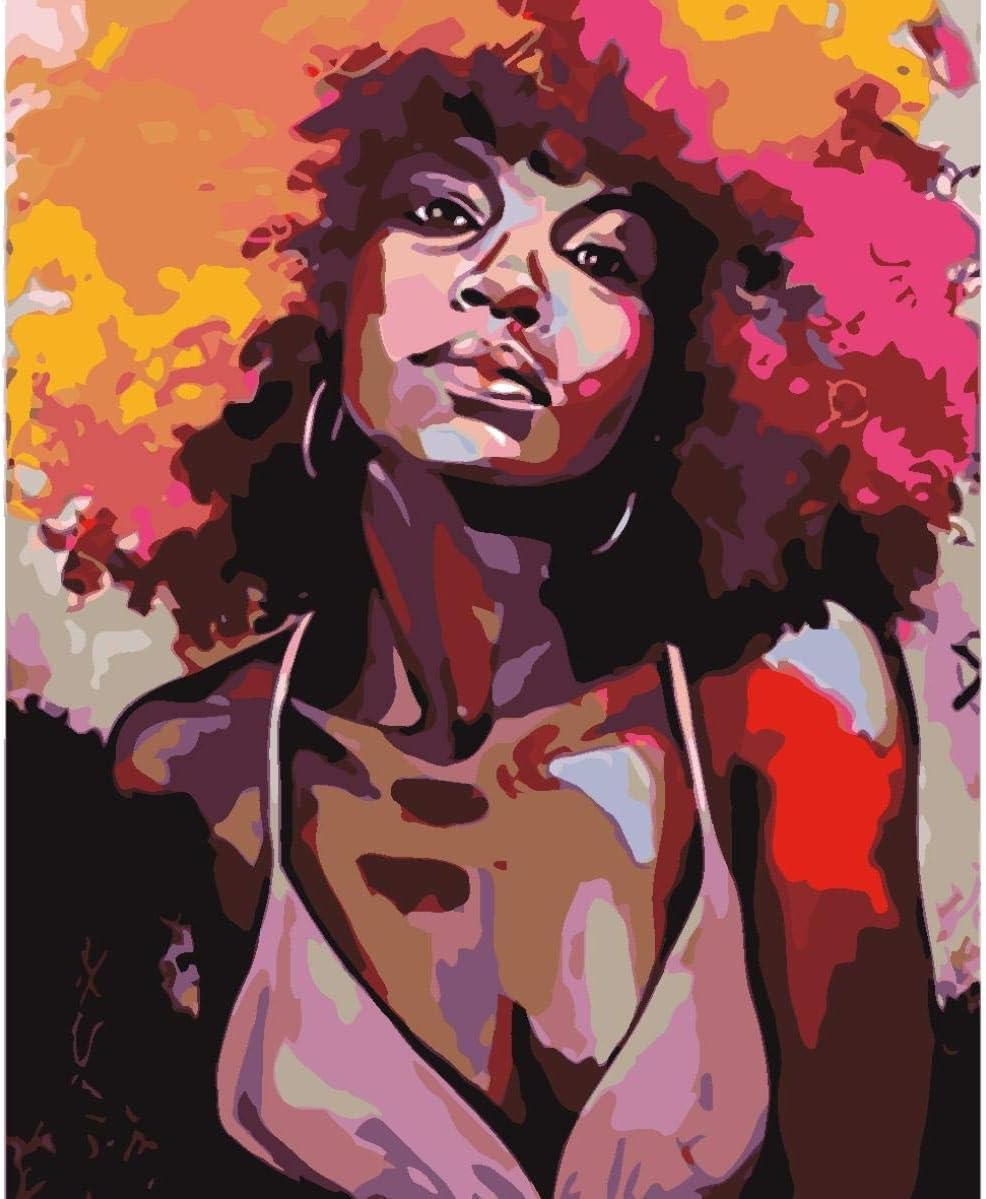 yangwuju DIY Paint by Numbers for Adults Sexy african woman Theme Digital Oil Painting Canvas Kits for Adults Children Birthday Wedding Decor Decorations 16X20 inch No frame