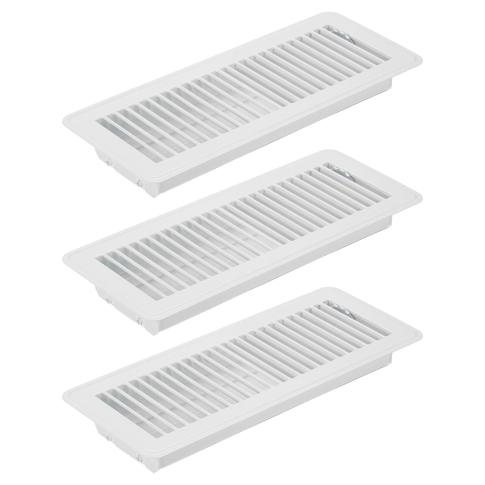 PATIKIL 12 x 4 Inch Floor Register, 3pcs Heavy Duty Air Vent Cover Steel Adjustable Decor Vents Easy Adjust Floor Grates for Sidewall Home Office, White