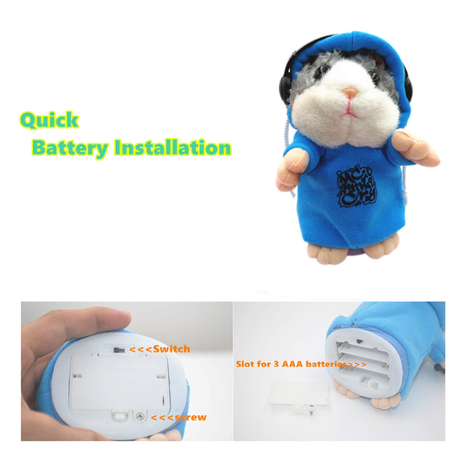Talking Hamster Repeats What You Say, Cute Plush Electronic Mimicry Hamster Toy with Interactive Function, Gift for Kids Birthday and Parties (S1)