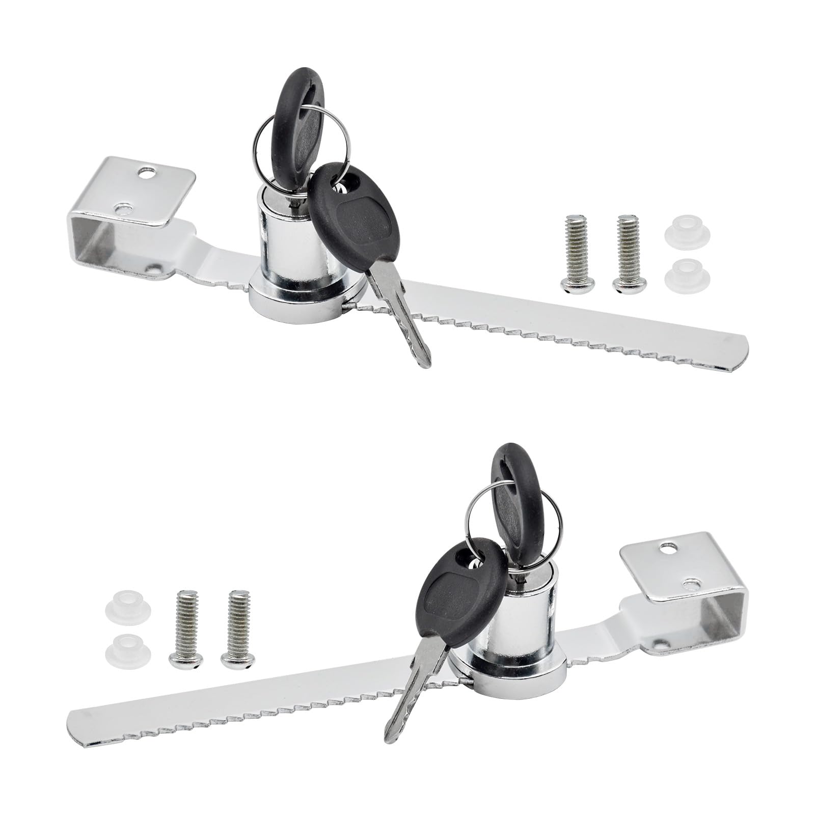 Bailinks Homeguard Sliding Door Showcase Lock, No-Drill Glass Cabinet Lock with Key for Terrariums and Displays - Secure Ratchet Mechanism (2)