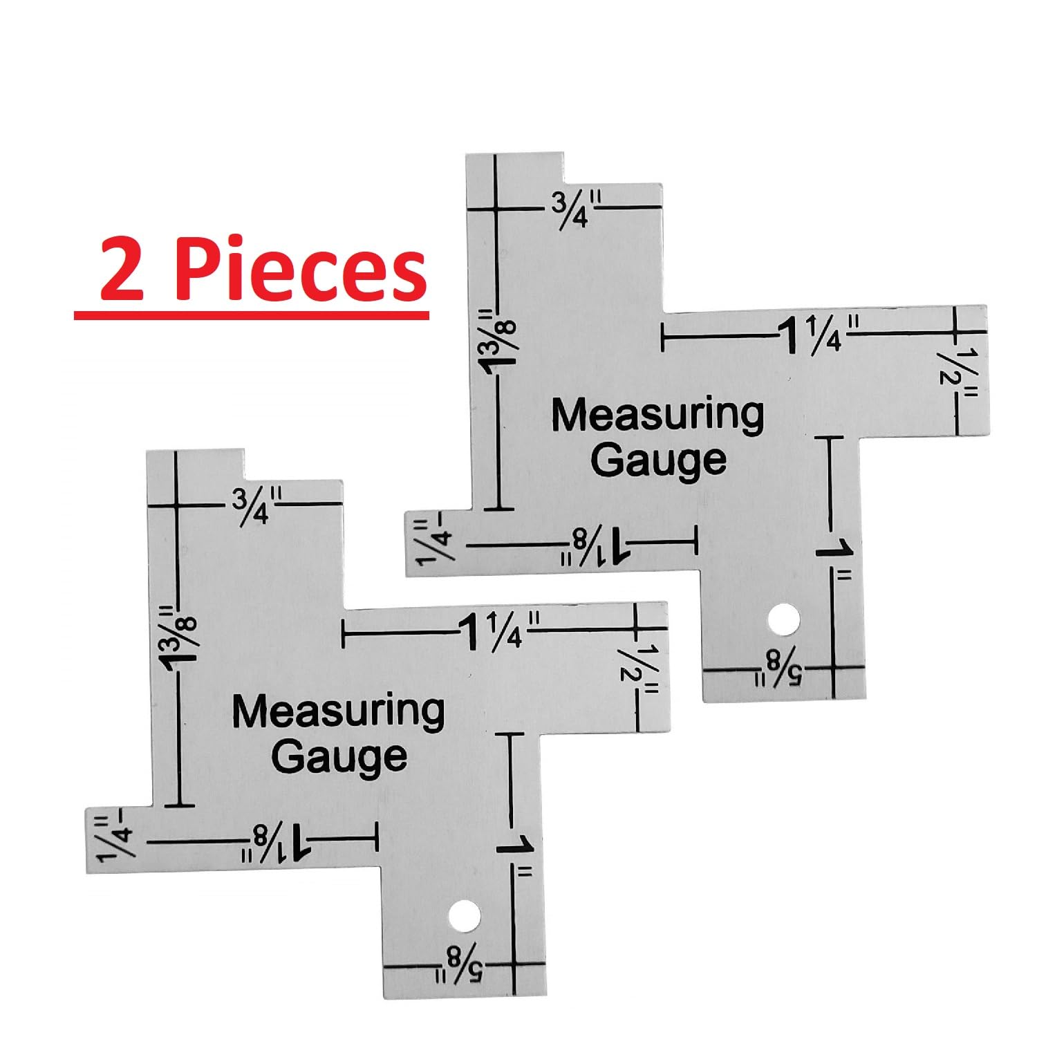 2 Pieces 2 Inch Mini Sewing Measuring Gauge Aluminium Quilting Templates Sewing Ruler for DIY Sewing Craft