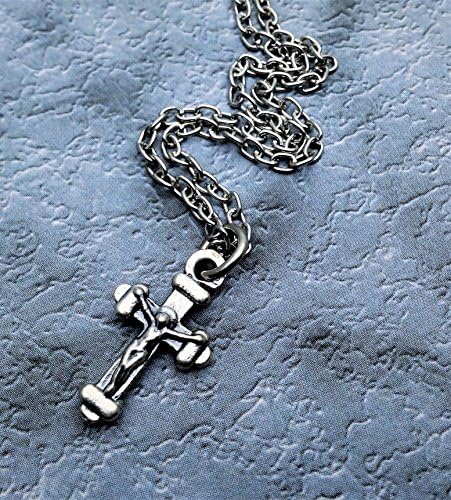 Small 3/4 inch Dual-Sided Dimentional Crucifix Necklace