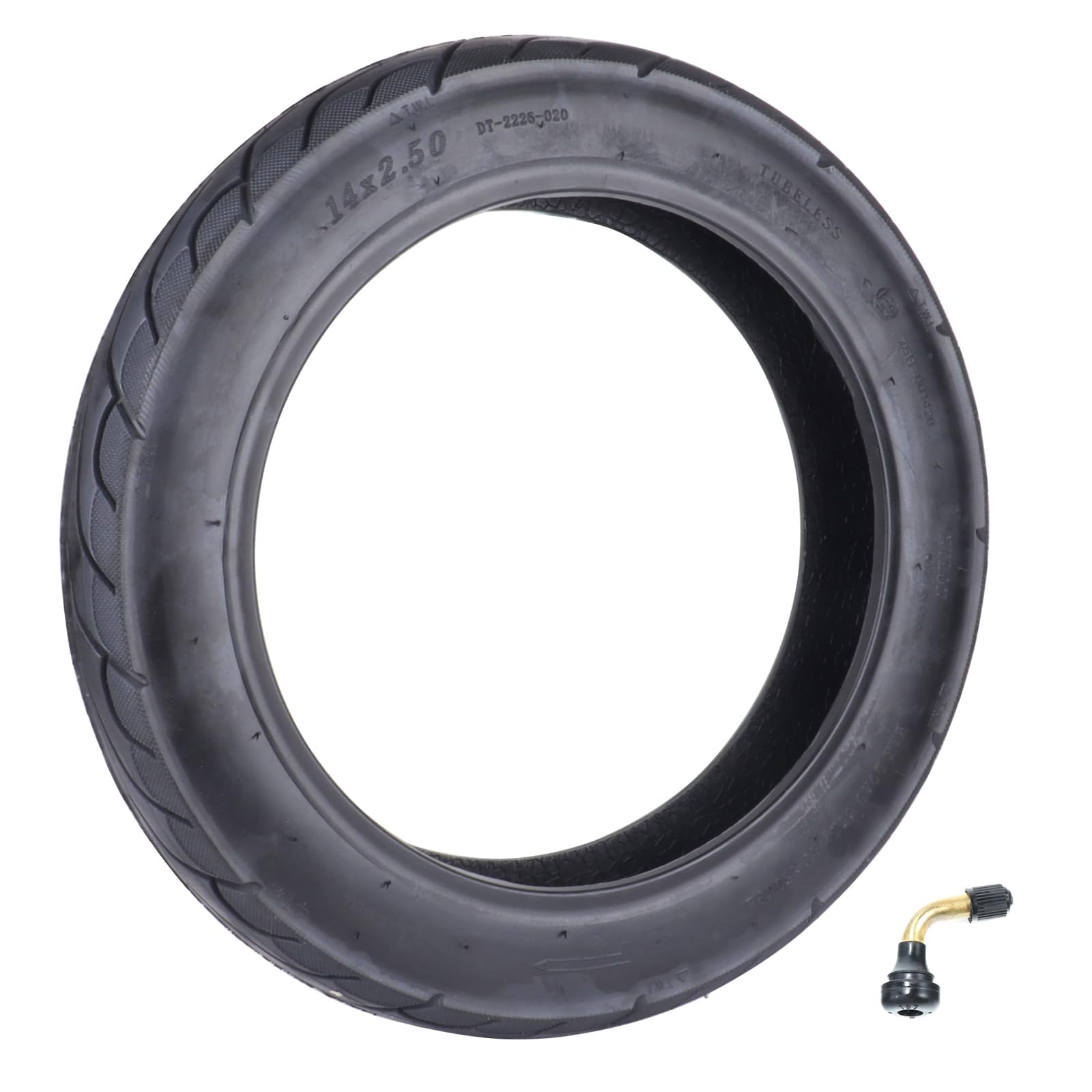 Photo 1 of 14 x 2.50 Tire,14 Inch Electric Bike Replacement Tubeless Tire with Angled Valve Stem Compatible with Electric Scooters, E-Bike