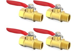 ChillWaves Brass Ball Valve, Air Compressor Ball Valve Shut Off Switch 1/8" NPT Male x 1/8" NPT Female Thread Pipe Fitting(4-PACK)