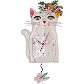 Allen Designs P1993 Swinging Pendulum Clock Pretty Kitty Cat Design 7.25 inches X 14.25 inches