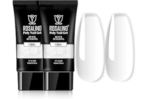 ROSALIND Clear Acrylic Poly Extension Gel, 2 PCS 60ml Poly Nail Gel kit Nail Builder for Clear Nail Art Decoration, Nail Thickening Poly Nail Gel Tube Easy to DIY Use Need UV Lamp