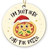 Pizza Ornaments for Christmas Tree 2025, Double Sided Ceramic Food Ornaments for Christmas Tree Decorations, Food Lovers Gifts for Women Men Friends Coworker, for Pizza Lovers