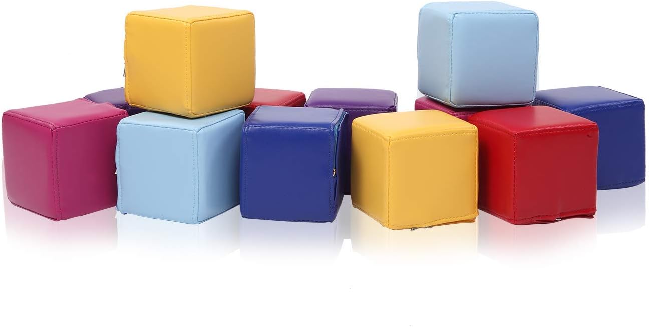 JOYMOR Soft Foam Blocks for Toddlers, Stacking Blocks for Kids, Toddler Block Play Set for Babies, Toddler Learning Toys (5.5 Inch, 12 Pieces)