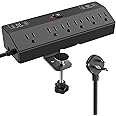 Desk Clamp Power Strip with 40W Fast Charging Station, JXGUCAT Removable Desk Clamp Mount Power Strip Surge Protector, 2 USB-C Ports, 6 AC Outlets and 10ft Cord, Fits 1.8" Tabletop Edge