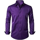 JEMITOP Men's Stretch Wrinkle Free Dress Shirt Formal Prom Wedding Long Sleeve Button Down Shirts