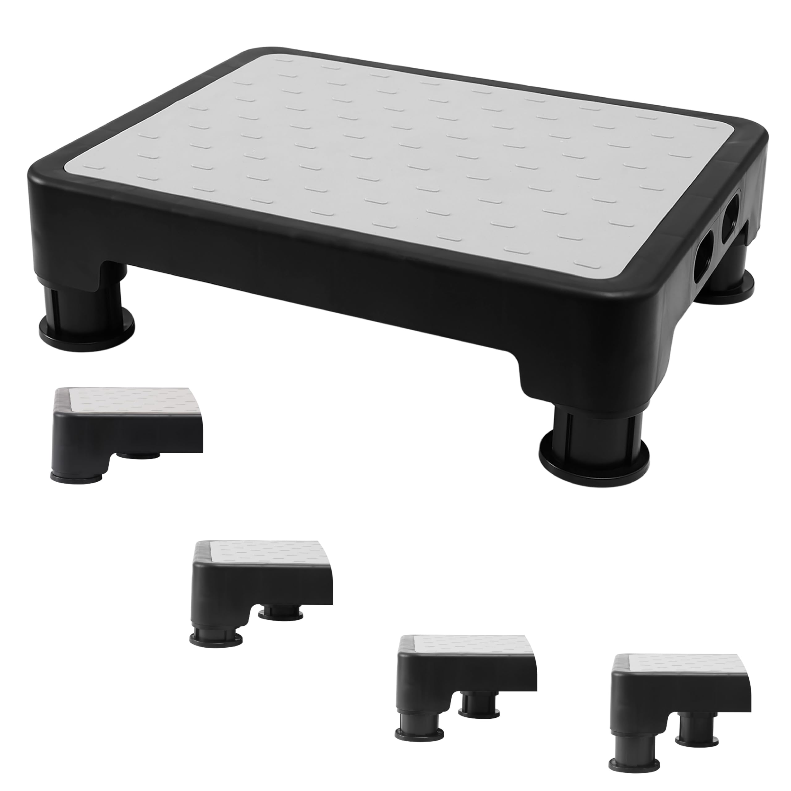Photo 1 of COOL-ANGLE Adjustable Step Stool for Bed, Bathtub, Car and Kitchen, 4-Level Height 3.4"-5", Non-Slip Platform with 6 Anti-Skid Feet – Step Stool for Adults Seniors Kids Maternal, Gray