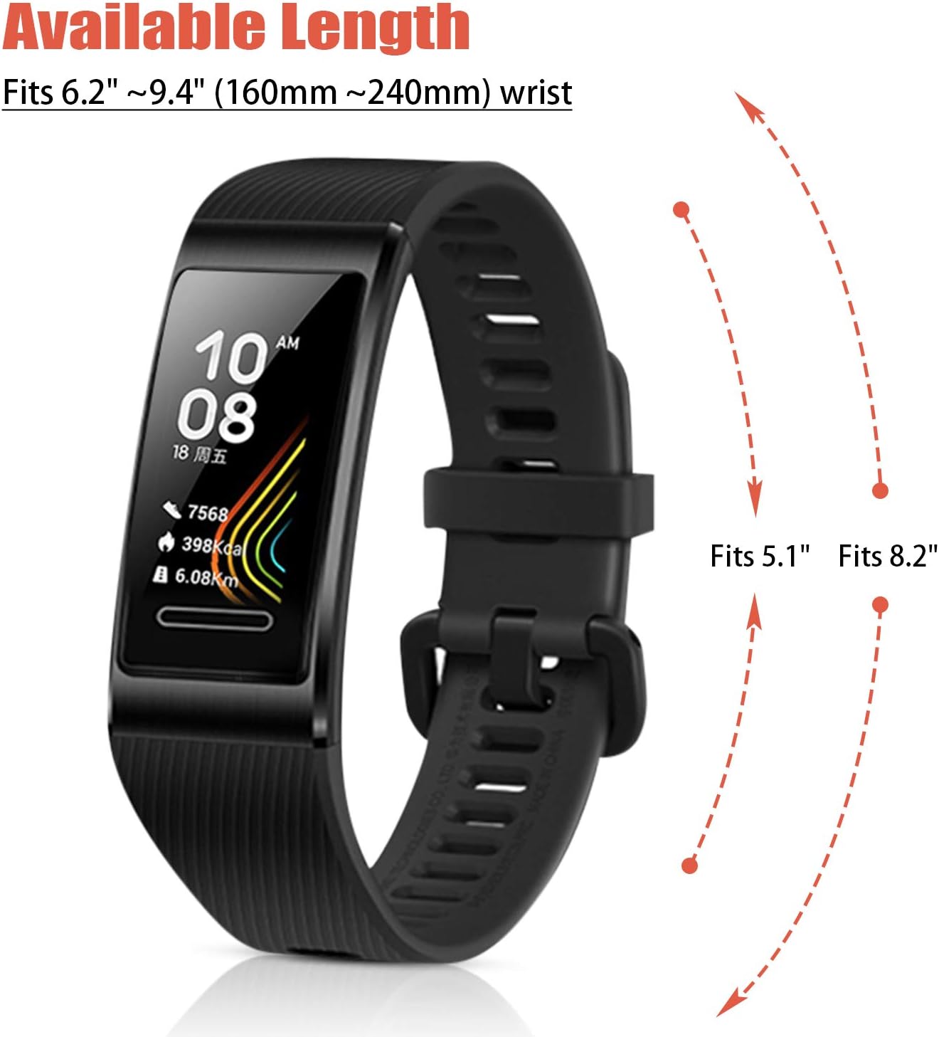 teyiwei Black Soft Silicone Wrist Strap Compatible for Band 3 Pro Replacement Watch Band Bracelet Compatible with Band 4 Pro - Image 4