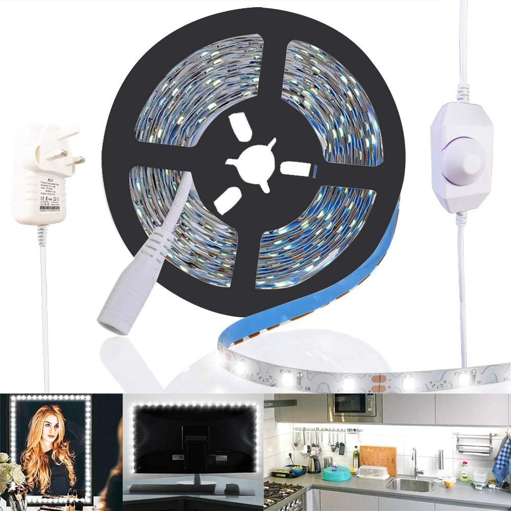 Elisson LED Vanity Mirror Lights Kit, 13ft Dimmable LED Strip Lighting for DIY Vanity Mirror with Lights, Bright White Makeup Vanity Table Light Set for Dressing Room Lighting