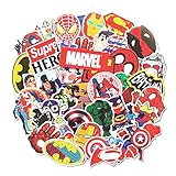 Vinyl Luggage Stickers Pack, Echeer 50 PCS PVC Waterproof Stickers Bomb Superheroes for Laptop, Notebooks, Car, Bicycle, Skateboards, Luggage Decoration