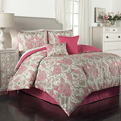 Traditions by Waverly 14767BEDDKNGRAD Lyrical Legend 104-Inch by 88-Inch 6 Piece King Comforter Set, Radish