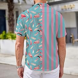 Blue Flamingo Mens Funny Hawaiian Shirts 3D Graphic