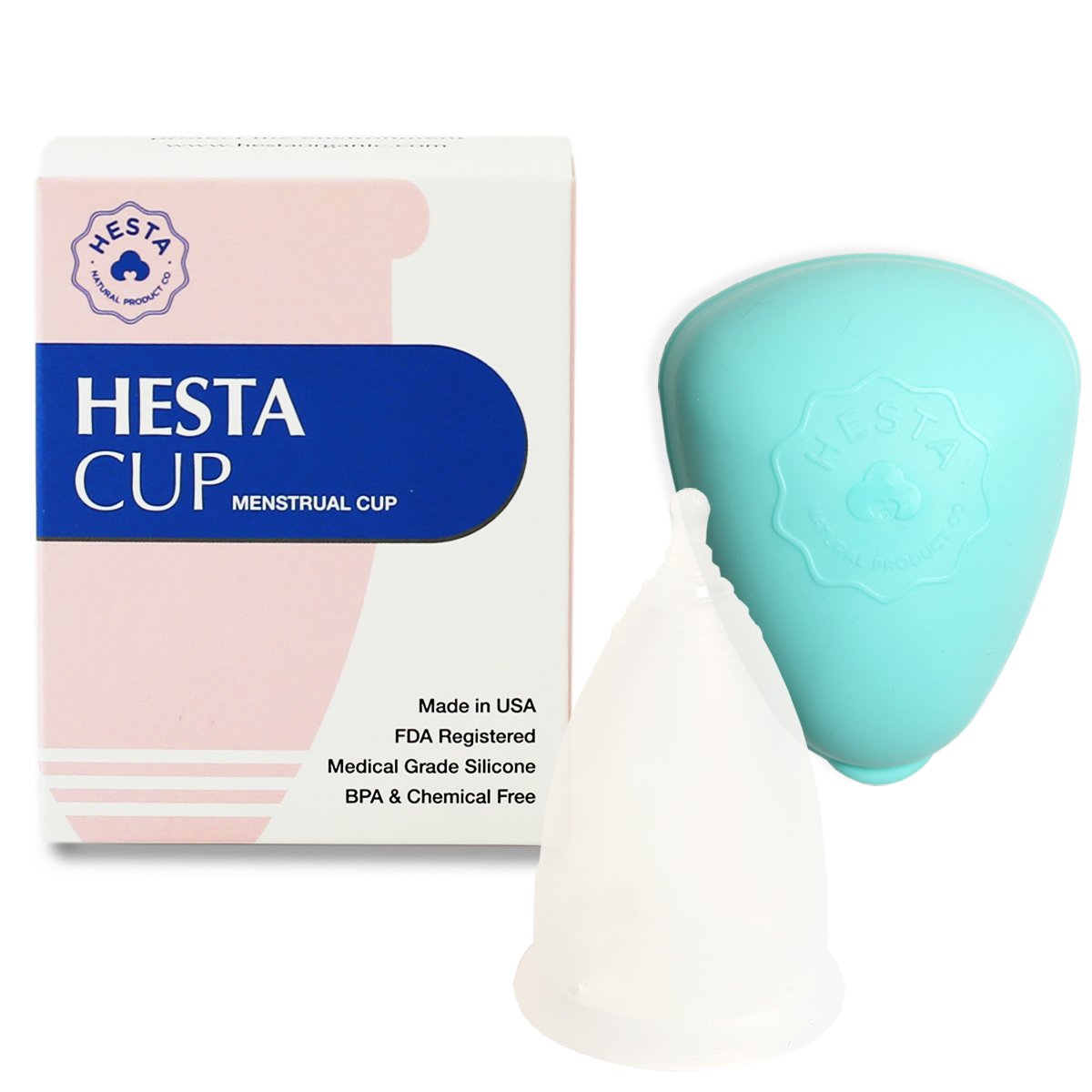 Hesta Menstrual Cup with Silicone Case, FDA Registered Feminine Hygiene Cup, 2 Different Sizes, Regular