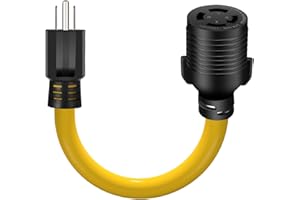 LAZMUMI 5-15P to L14-30R Power Adapter Cord, Household 3 Prong 15 Amp 5-15 Male Plug to 4 Prong 30 Amp L14-30 Female Receptacle Twsit Lock,Generator to House Inlet Box Adapter, ETL Listed