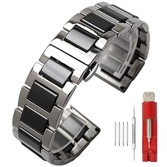 Amazon 魅力的時計バンド 16mm ステンレス 腕時計 レディース 黒