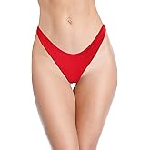 SHEKINI Women's U Cut Bikini Bottom High Cut Leg Brazilian Swim Bottom Low Rise Bottom